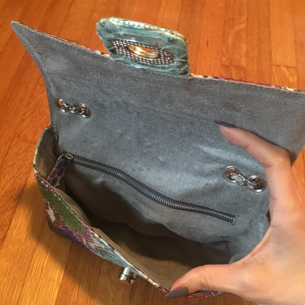 New Python Leather Multicolor Crossbody Purse - image 6